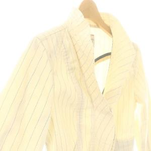 ARMANI JEANS コットン ストライプ ジャケット ショールカラー 36 アイボリー 青 ブルー /MI OS