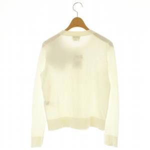 kate spade new york リボン クルーネック ニット カーディガン 長袖 ウール混 XS オフホワイト 黒 ブラック /KO OS