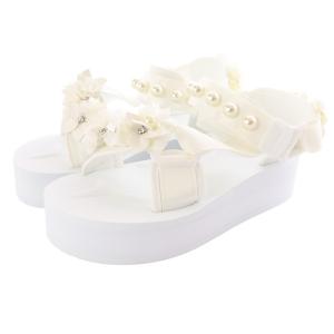 パールフラワー スポーツサンダル M 23.5cm 白 ホワイト 21F004