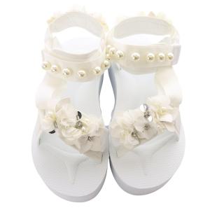 Chesty パールフラワー スポーツサンダル M 23.5cm 白 ホワイト 21F004