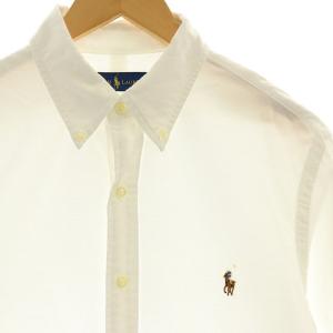 RALPH LAUREN ポニーロゴ刺繍 シャツ 長袖 フロントボタン コットン M 白 ホワイト