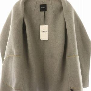 Theory 23AW CLAIRENE NEW DIVIDE GC ショートコート チェスター アウター ウール カシミヤ混 P 杢グレー