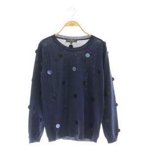 シルク スパンコール ガンチーニ ニット カットソー 長袖 シルク XS 紺 ネイビー