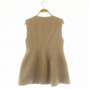 CELFORD 23SS ペプラムジレ ベスト クルーネック ミドル丈 前開き 36 グレージュ