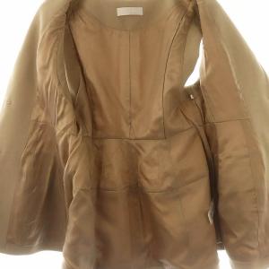 CELFORD 23SS ペプラムジレ ベスト クルーネック ミドル丈 前開き 36 グレージュ