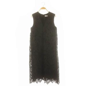 22AW モダンリーフレースワンピース 36 ブラック