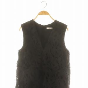ADORE 22AW モダンリーフレースワンピース 36 ブラック