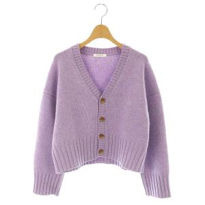 22AW ラムカシミヤ Vネックカーディガン ニット 長袖 S 紫 パープル /HK OS