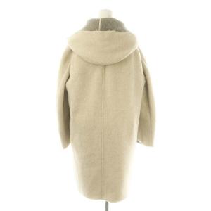 LANVIN ウールモヘアフードコート アウター ロング T34 アイボリー グレー