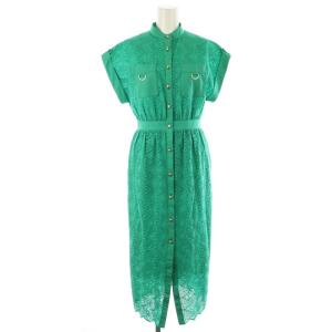 24SS エンブロイダリーワンピース 半袖 ロング ミモレ 1 緑 グリーン /MF OS