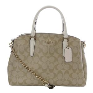 シグネチャー 2WAY ハンドバッグ ショルダーバッグ べージュ 白 ホワイト F29683 /SR18