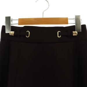 ANAYI 22AW ブライトツイルベルトモチーフスカート フレア ロング 34 茶