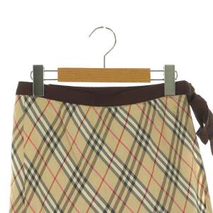 BURBERRY BLUE LABEL チェック ラップスカート フレア 36 ベージュ 黒 赤