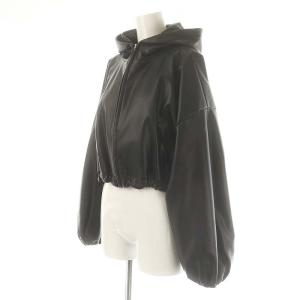 SNIDEL 23AW バリエマウンテンパーカー ジャケット フード ジップアップ レザー クロップド 総裏地 F 黒 ブラック