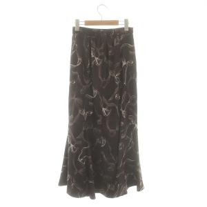 SNIDEL 24AW リボンプリントマーメイドスカート 0 茶