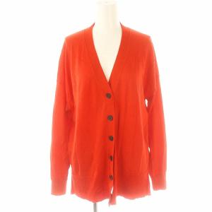 24AW 18G Vネックカーディガン 長袖 ウール M 赤 レッド /YQ OS
