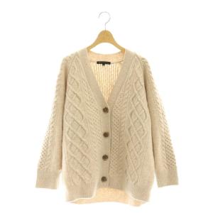 vingt-trois 洗える アランパターン ニット カーディガン Vネック 長袖 48 ベージュ
