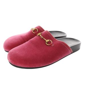 ホースビット ベロア ミュール 38 25cm ピンク 黒 ブラック 499015 /SR3