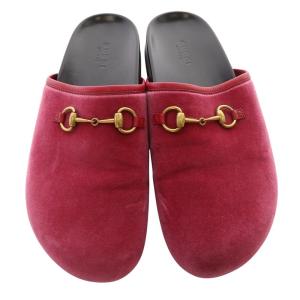 GUCCI ホースビット ベロア ミュール 38 25cm ピンク 黒 ブラック 499015 /SR3