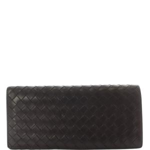 BOTTEGA VENETA イントレチャート レザー 長財布 茶色 ブラウン 120697 /SR13 OH