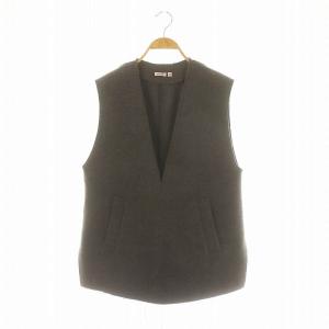 Super100s ダブルメルトンベスト Vネック プルオーバー ウール 38 M グレー /YQ OS