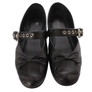 miumiu レザー バレリーナ シューズ 35.5 ブラック