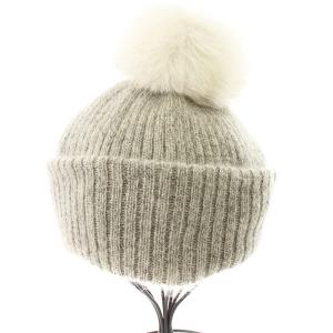 ニット帽 ビーニー フォックスファー モヘヤ シルク 帽子 グレー /MM SH OF