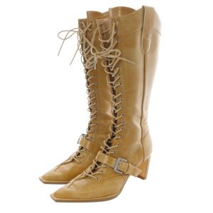 SLYZ 24AW POINTED LACE UP WESTERN ブーツ ロング ハイヒール M 茶色 ブラウン