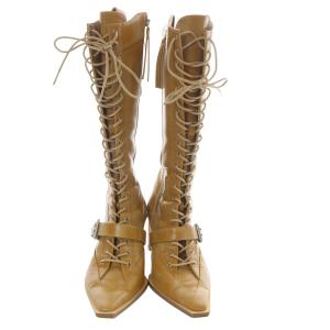 SLYZ 24AW POINTED LACE UP WESTERN ブーツ ロング ハイヒール M 茶色 ブラウン