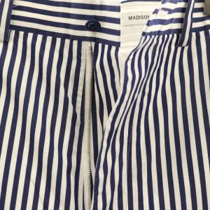 MADISONBLUE MB211-3019 MACARTHUR PT STRIPE ストレートパンツ ストライプ 00 XS 紺 白 ネイビー ホワイト
