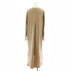 Ron Herman コットンヤクソフトドレスニットワンピース ロング 長袖 バックスリット XS ベージュ ブラウンミックス