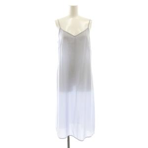 SNIDEL プリーツロングワンピース ノースリーブ フレンチスリーブ マキシ丈 総柄 くるみボタン 0 ライトブルー SWFO211039