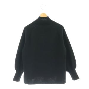 ANAYI ウールシルク総針 プルオーバー ニット セーター 長袖 ハイネック サイドスリット 36 S 黒 ブラック