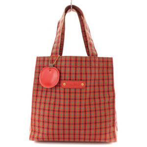 トートバッグ チェック ロゴ 赤 260050 /MM OF
