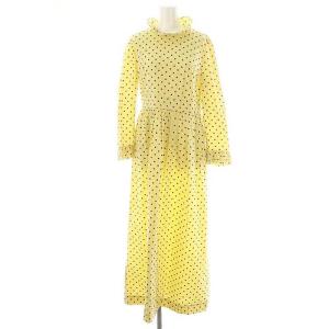 コットンドットフリルカラーワンピース ロング 38 イエロー ブラック /DO OS