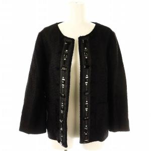 ビジュー ノーカラージャケット ブレザー 38 黒 ブラック /YQ OS