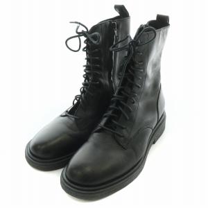 FABIO RUSCONI ショートブーツ レースアップ ローヒール レザー 37 黒 ブラック /BB OF