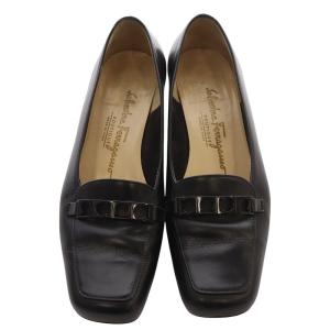 Salvatore Ferragamo スクエアトゥ ヒールパンプス スクエアトゥ 6.5 黒 ブラック