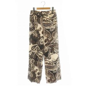 24SS ペイズリープリントイージーパンツ ワイド 総柄 38 黒 白 茶 /MI OS SH