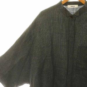 ebure 23SS ドライチェック ウイングカラー シャツ 38 グリーン