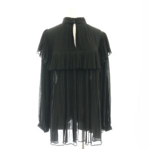 CELFORD ワッシャ?プリーツブラウス 長袖 プルオーバー F 黒 ブラック