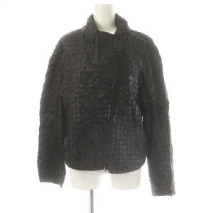 イッセイミヤケ キルティングデザインナイロンライダースジャケット ジップアップ 総裏地 3 黒 ブラック