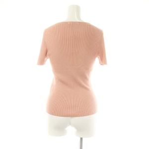 ANAYI アセテートポリエステルVネックプルオーバー ニット カットソー 半袖 38 サーモンピンク