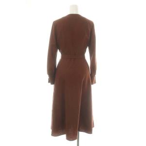 ANAYI ウールジョーゼットVネックワンピース ロング 長袖 38 茶 ブラウン /DO OS