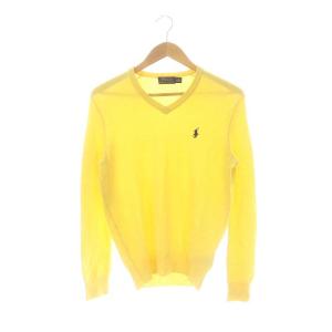 ウール Vネック ニット セーター 長袖 XS 黄色 イエロー