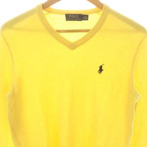 POLO RALPH LAUREN ウール Vネック ニット セーター 長袖 XS 黄色 イエロー