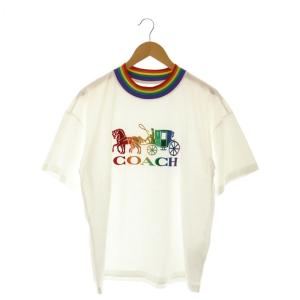ロゴ刺繍Tシャツ カットソー 半袖 プルオーバー M 白 ホワイト