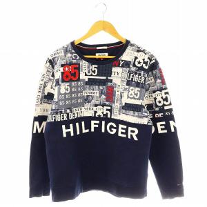 デニム DENIM プリントスウェットトップス カットソー 長袖 L ネイビー マルチカラー /DO OS