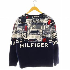 TOMMY HILFIGER デニム DENIM プリントスウェットトップス カットソー 長袖 L ネイビー マルチカラー /DO OS