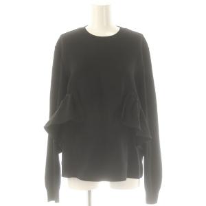 フリルデザインニット セーター ウール 38 黒 /MI OS